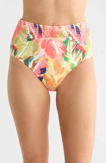 Smocked High Waist Bikini Bottoms