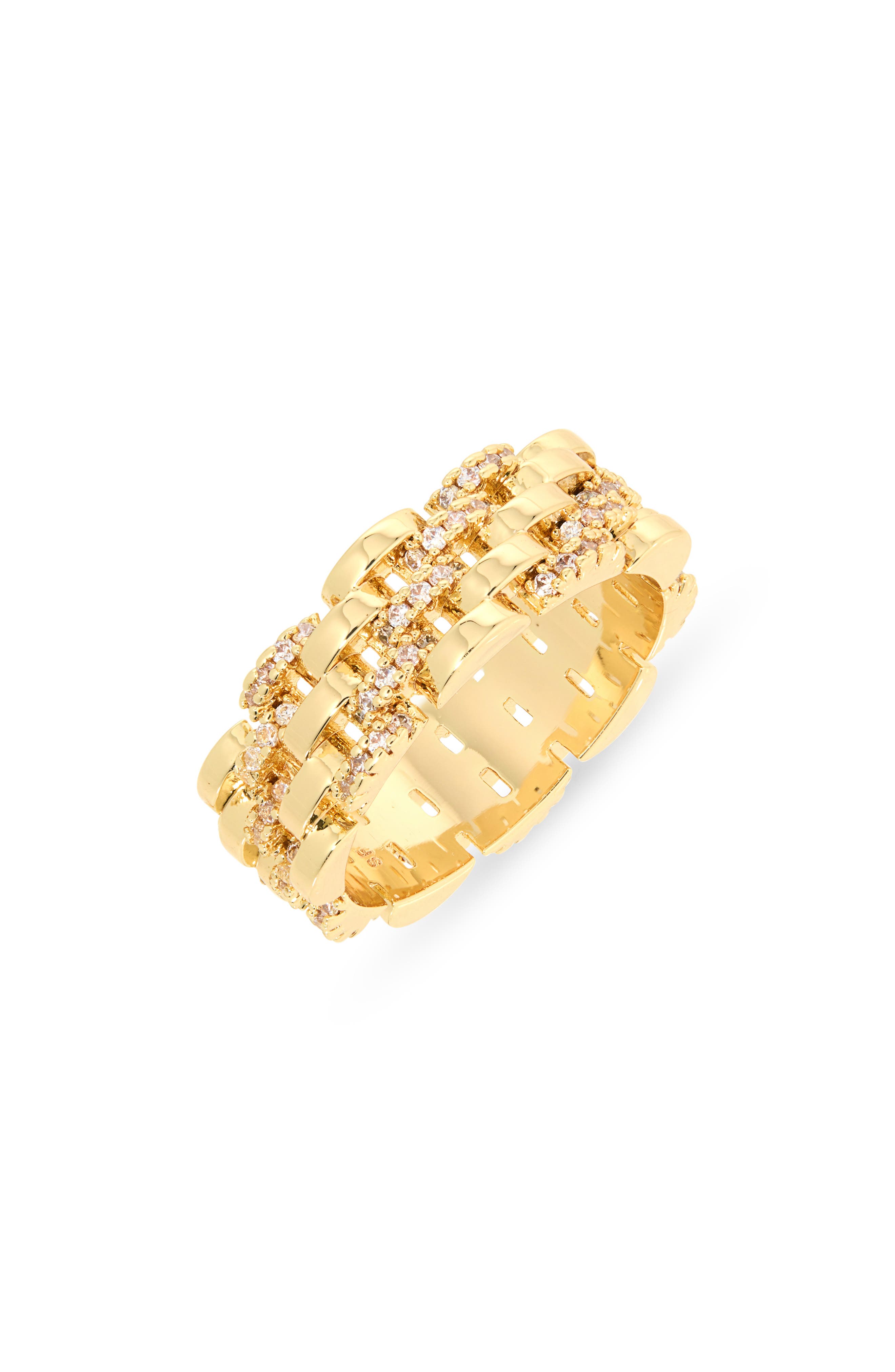 Sterling Forever Jazlyn Cubic Zirconia Watchband Chain Ring