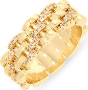 Sterling Forever Jazlyn Cubic Zirconia Watchband Chain Ring
