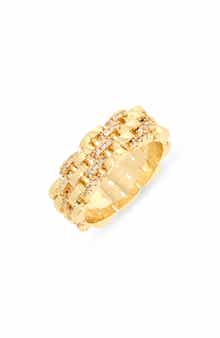 Sterling Forever Jazlyn Cubic Zirconia Watchband Chain Ring