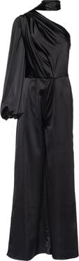 Vasiliki Amalia One Sleeve Satin Jumpsuit