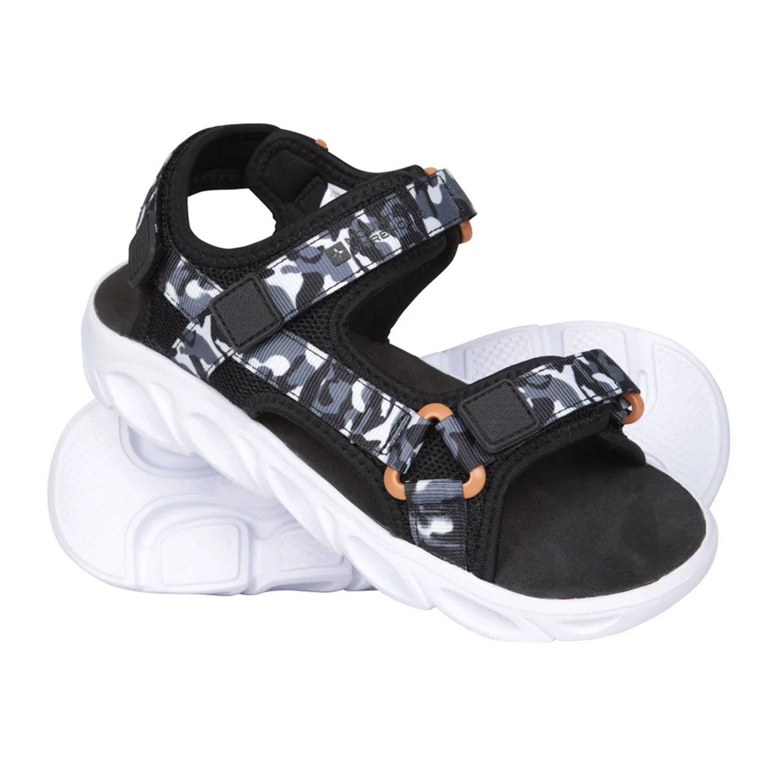 Childrens/Kids Ripple Camo Lightweight Adjustable Outdoor Sandals, Alternate, color, Black