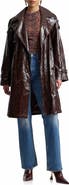 Avec Les Filles Belted Double Breasted Faux Leather Trench Coat