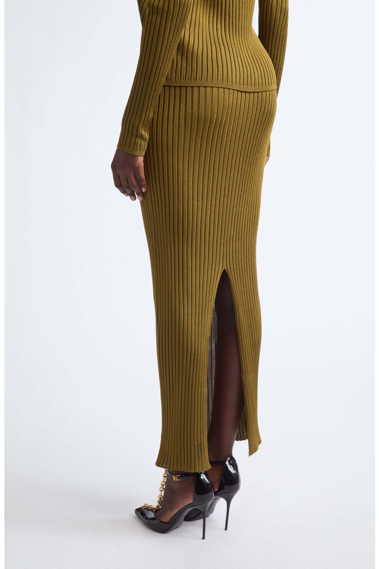 Mélange Rib Sweater Skirt, Alternate, color, A86 OLIVE GREEN