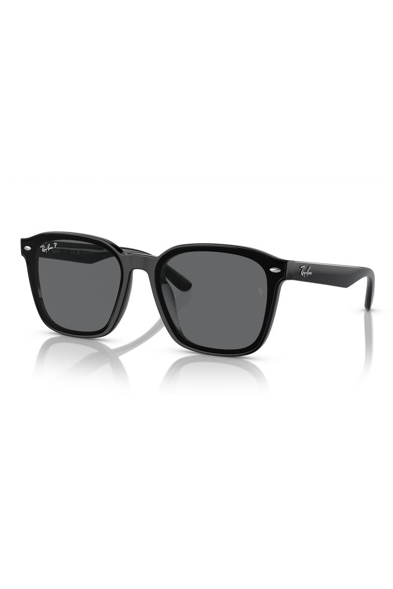 66mm Polarized Oversize Square Sunglasses, Alternate, color, BLACK / DARK GREY POLAR