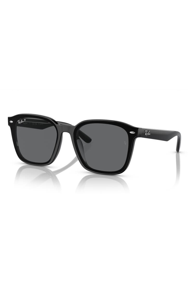 Ray-Ban 66mm Polarized Oversize Square Sunglasses, Alternate, color, Black / Dark Grey Polar