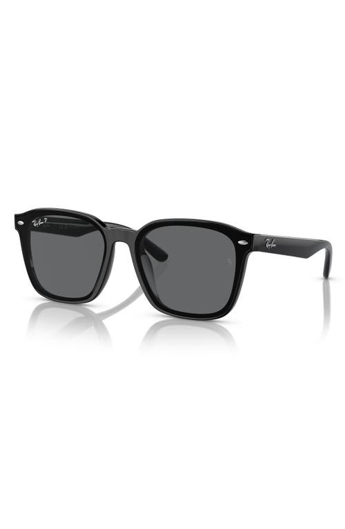 Ray Ban Ray-ban 66mm Polarized Oversize Square Sunglasses In Black