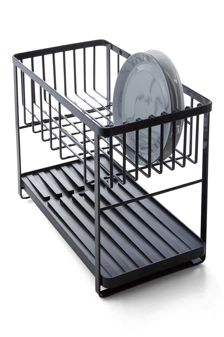 Two-Level Dish Drainer Rack, Alternate, color, BLACK