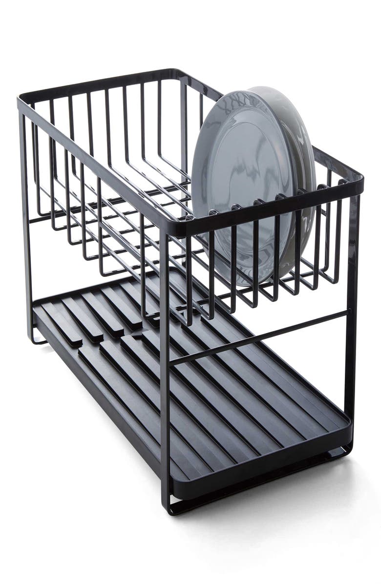 Yamazaki Two-Level Dish Drainer Rack, Alternate, color, Black