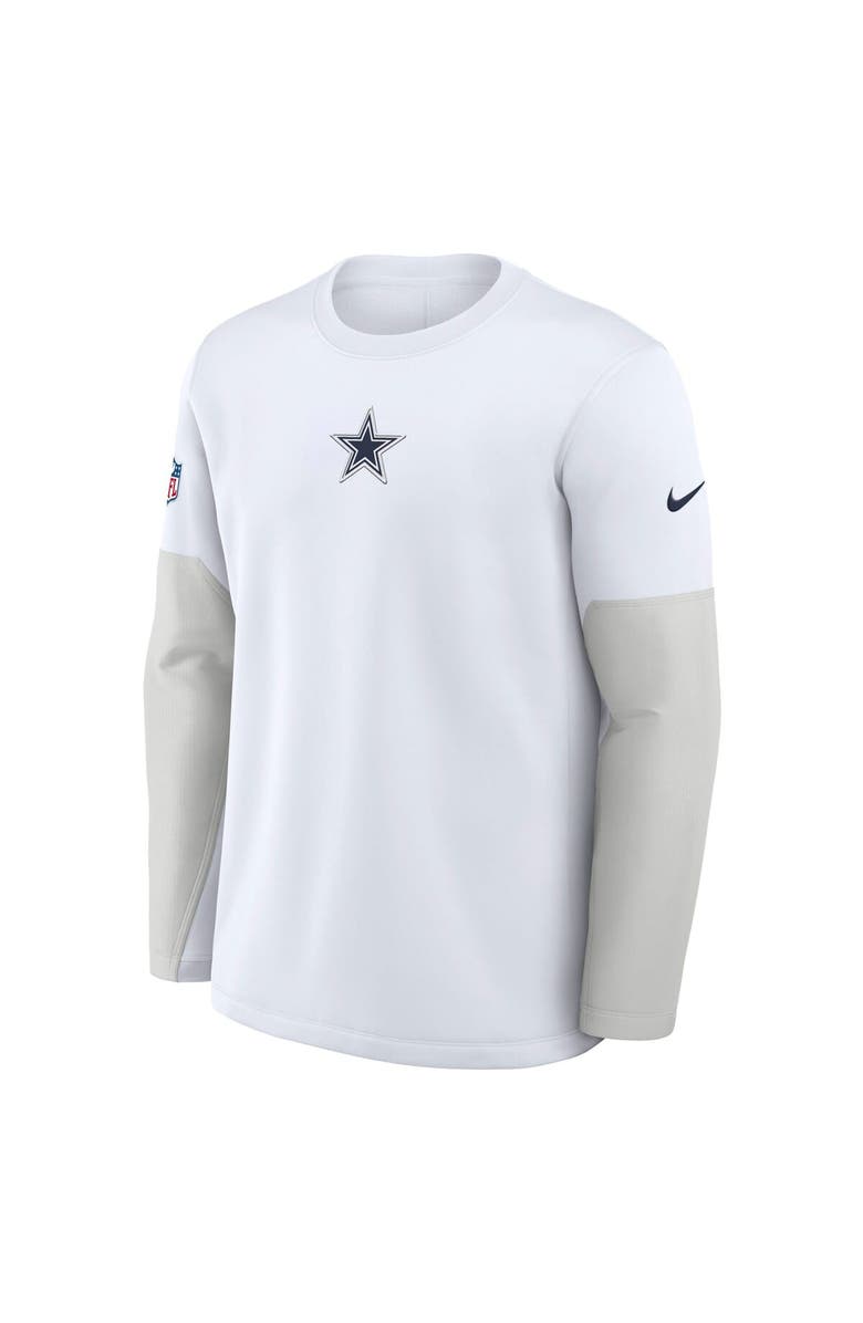 Nike Men's Nike White Dallas Cowboys Sideline Coach Therma-FIT Long Sleeve T-Shirt, Alternate, color, White