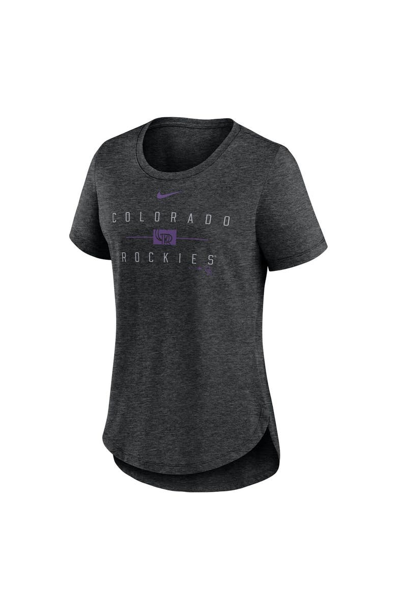 Nike Women's Nike Heather Black Colorado Rockies Knockout Team Stack Tri-Blend T-Shirt, Alternate, color, Heather Black