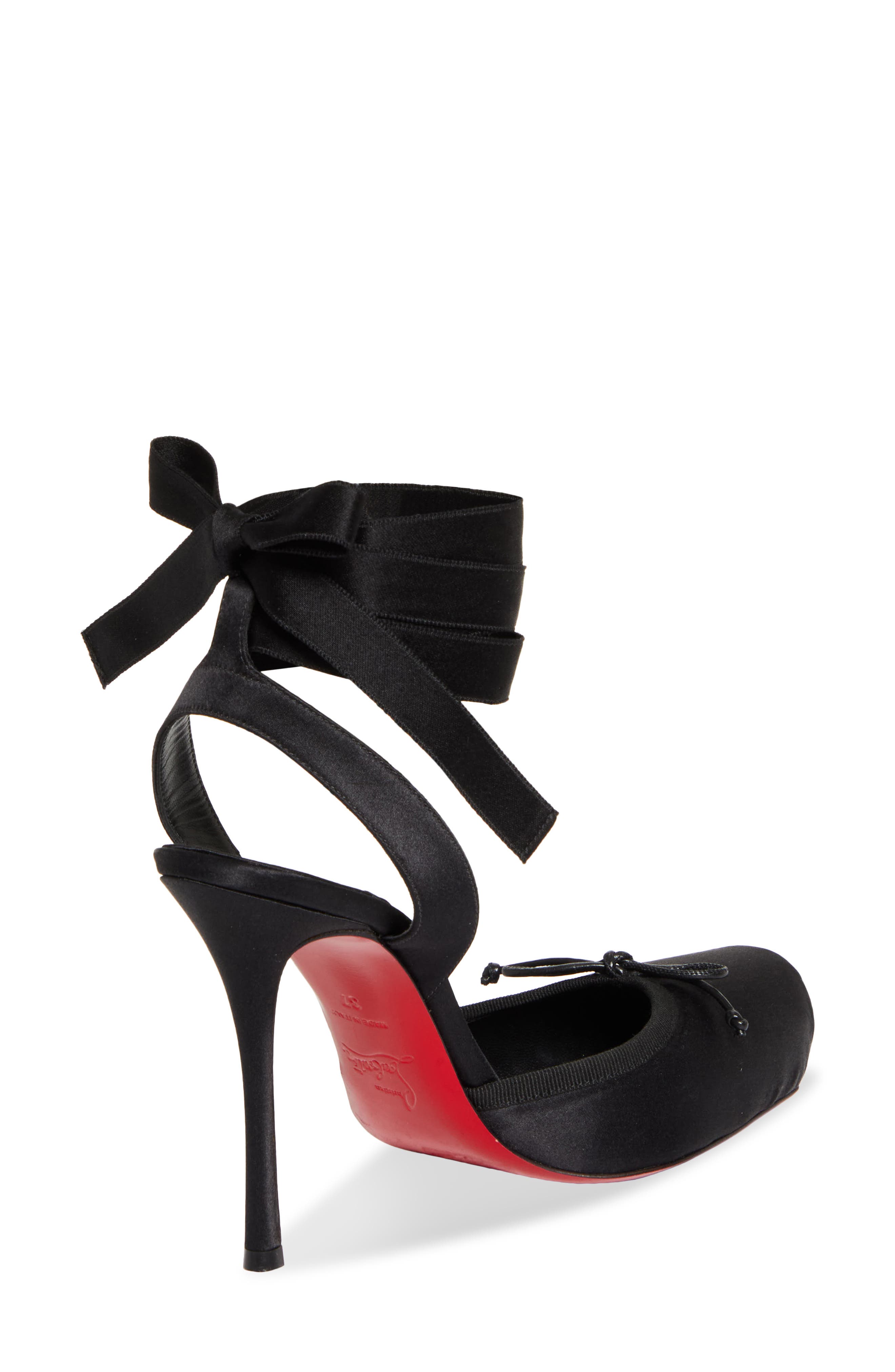 Christian Louboutin Cassia Lace-Up Slingback Pump, Alternate, color, Black/ Lin Black