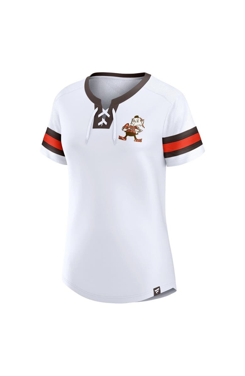 FANATICS Women's Fanatics Branded White Cleveland Browns Brownie The Elf Gridiron Classics Sunday Best Lace-Up T-Shirt, Alternate, color, 