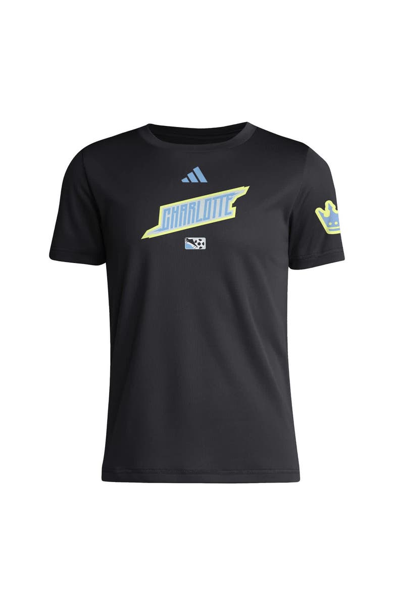 adidas Youth adidas Black Charlotte FC 2025 Archive Collection Jersey Hook T-Shirt, Alternate, color, 