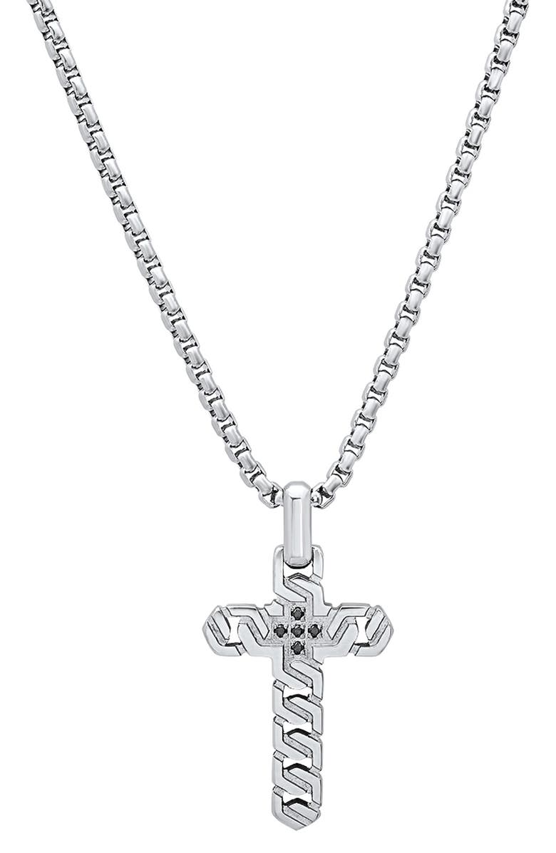 HMY JEWELRY Stainless Steel Cross Pendant Necklace, Main, color, 