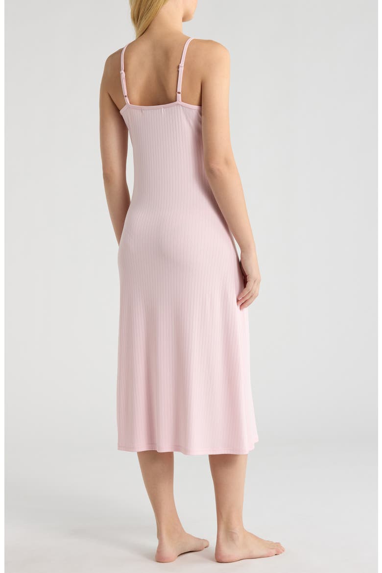 Rib Button Front Nightgown, Alternate, color, ICY PINK