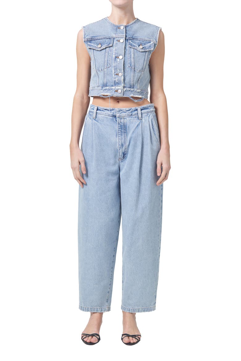 Leo Frayed Crop Denim Vest, Alternate, color, FRAY