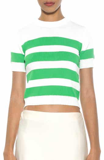 Alexia Admor Pat Stripe Short Sleeve Sweater Top