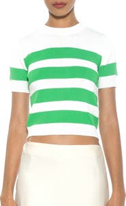 Alexia Admor Pat Stripe Short Sleeve Sweater Top