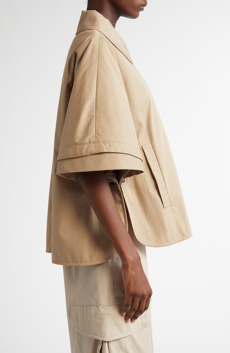 Max Mara Parole Twill Crop Cape Jacket, Alternate, color, Colonial