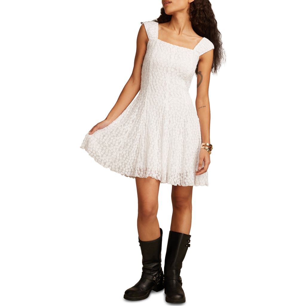 Lucky Brand Floral Mesh Mini Dress In White
