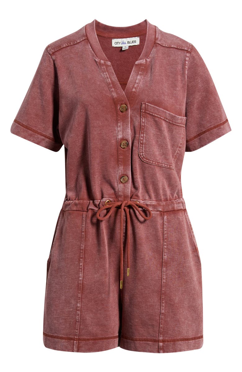 CITY BLUES Short Sleeve Drawstring Romper, Main, color, 