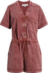 CITY BLUES Short Sleeve Drawstring Romper