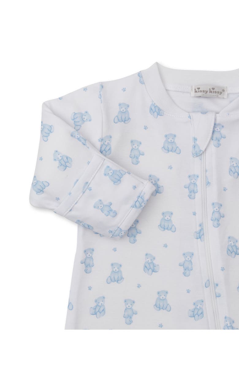 Kissy Kissy Print Pima Cotton Footie, Alternate, color, Light Blue