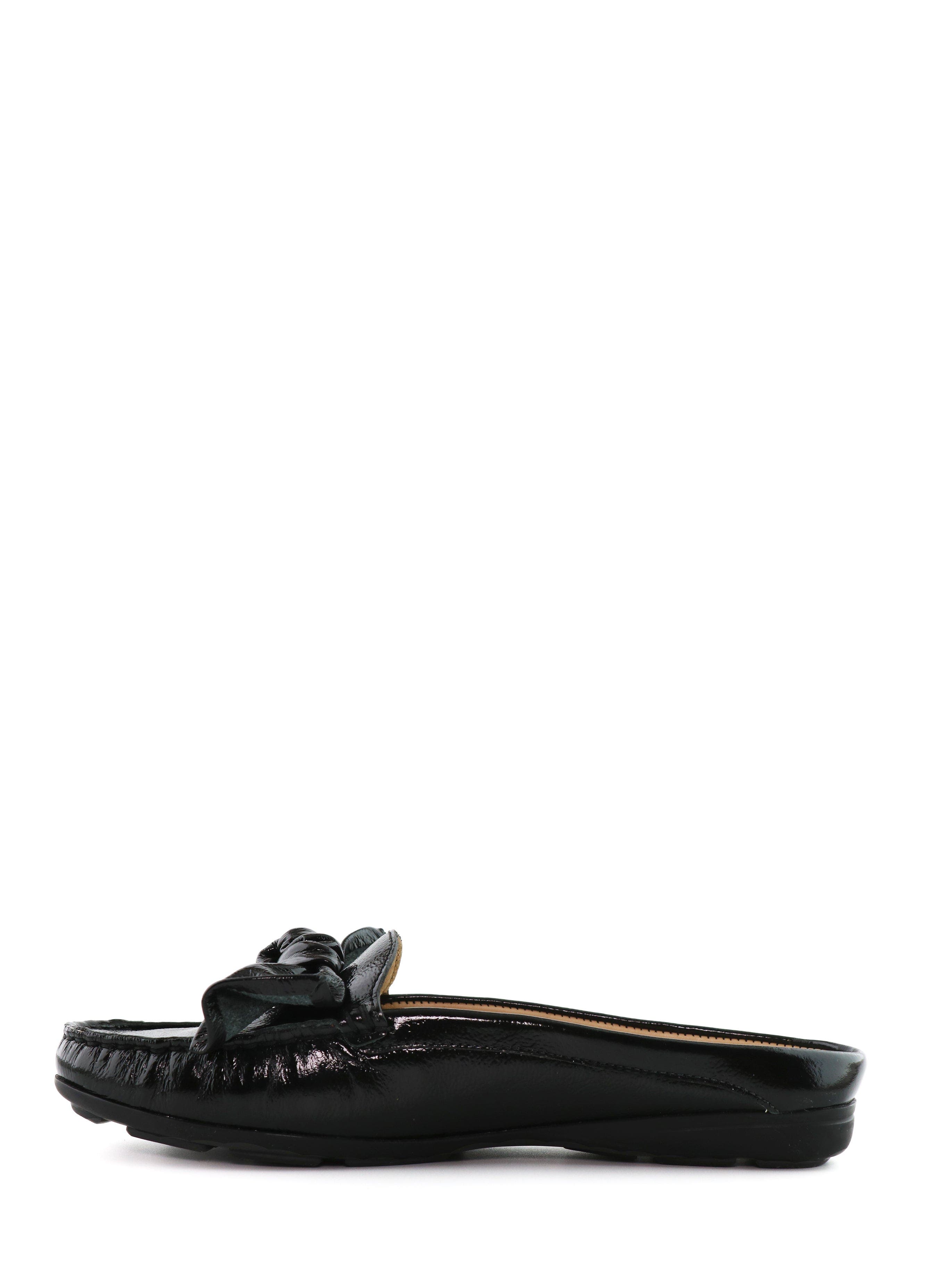 Marc Joseph New York Diane St Slip On Leather Bow Mule, Alternate, color, Black Svelte Patent