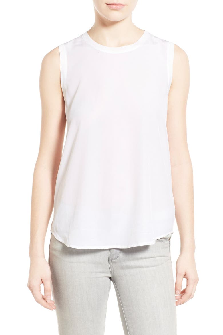 Everest Silk Sleeveless Top, Main, color, TRUE WHITE