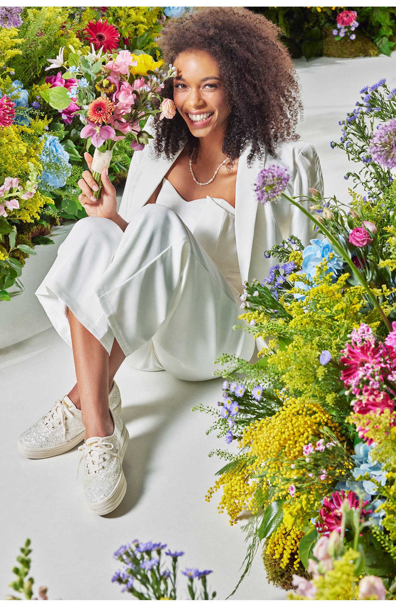 Keds<sup>®</sup> The Platform Glitter Sneaker, Alternate, color, 