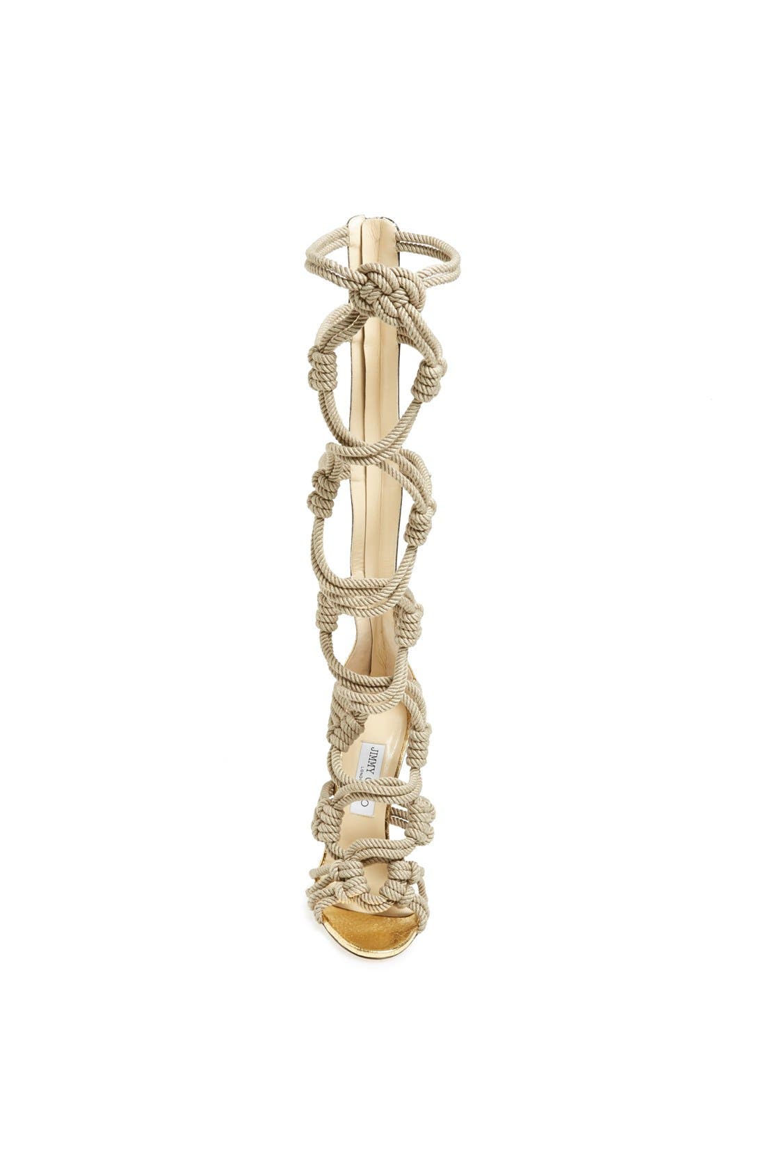 'Keane' Braided Rope Gladiator Sandal, Alternate, color, NATURAL/ BLACK/ GOLD