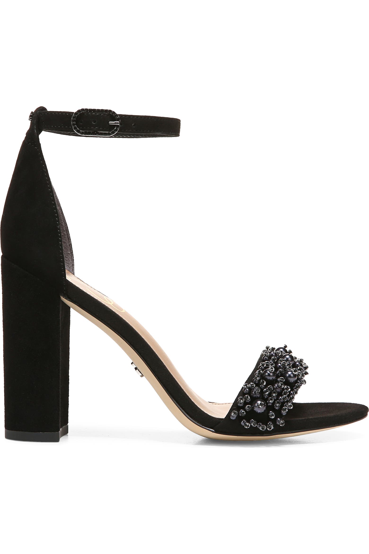 Ship Perla Sam Edelman Yaro Perla Beaded Block Heel Sandal (Women) | Nordstromrack
