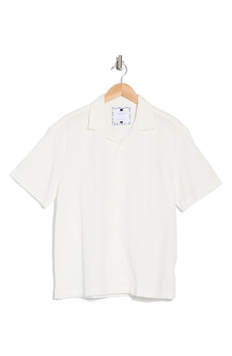 DENIM AND FLOWER White Textured Camp Shirt, Alternate, color,