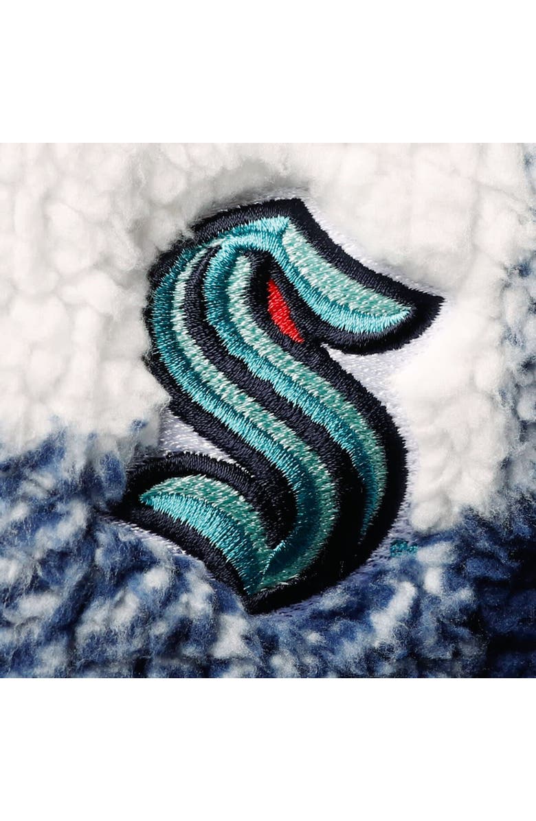 G-III 4HER BY CARL BANKS Women's G-III 4Her by Carl Banks Deep Sea Blue/White Seattle Kraken Plaid Sherpa Quarter-Zip Jacket, Alternate, color, Navy