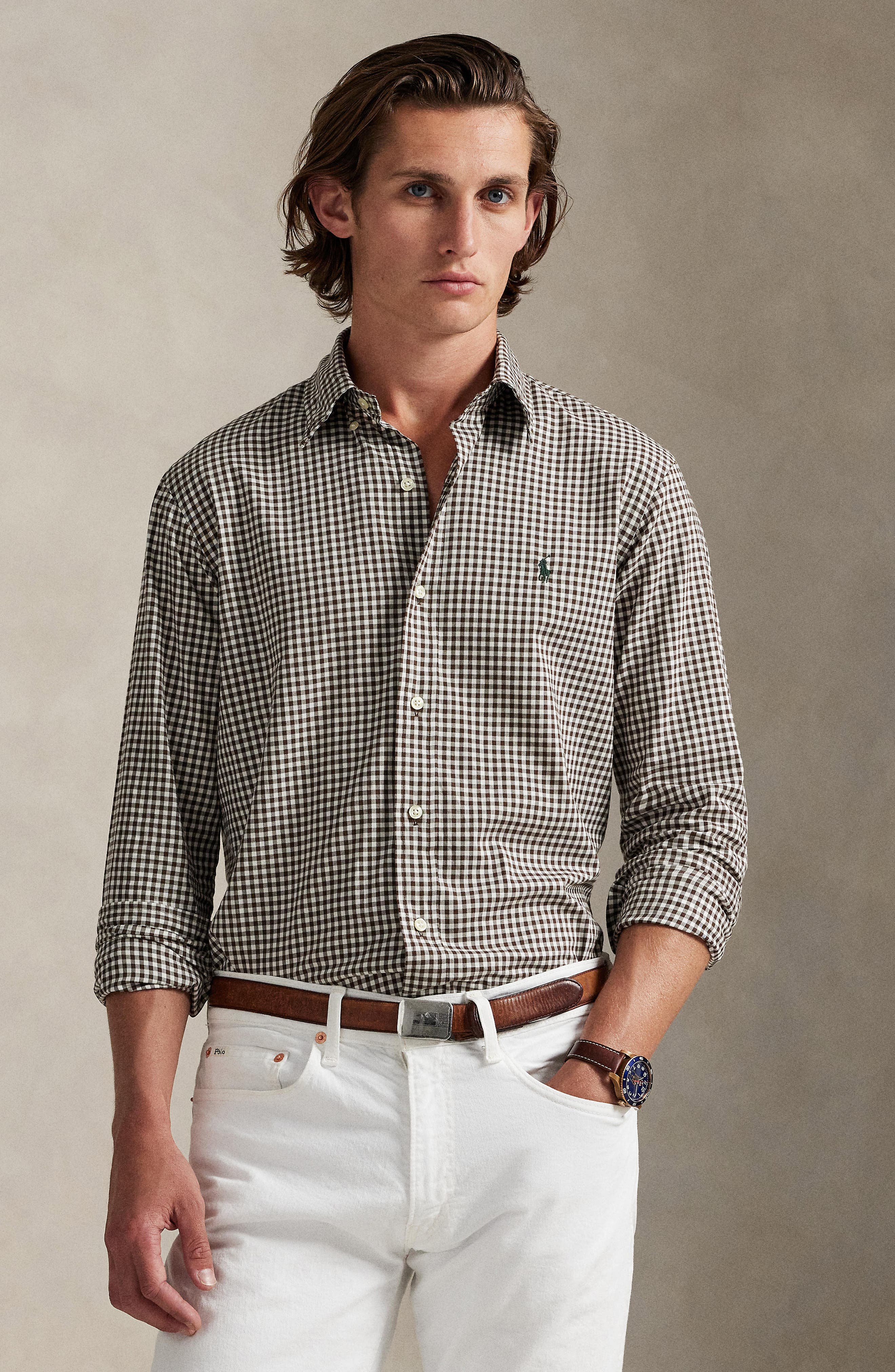 Classic Fit Gingham Sanded Twill Button-Down Shirt - image 2