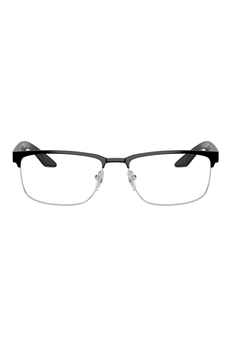 56mm Rectangular Optical Glasses, Main, color, BLACK