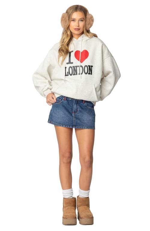 Edikted Oversize London Lover Graphic Hoodie In Gray-melange