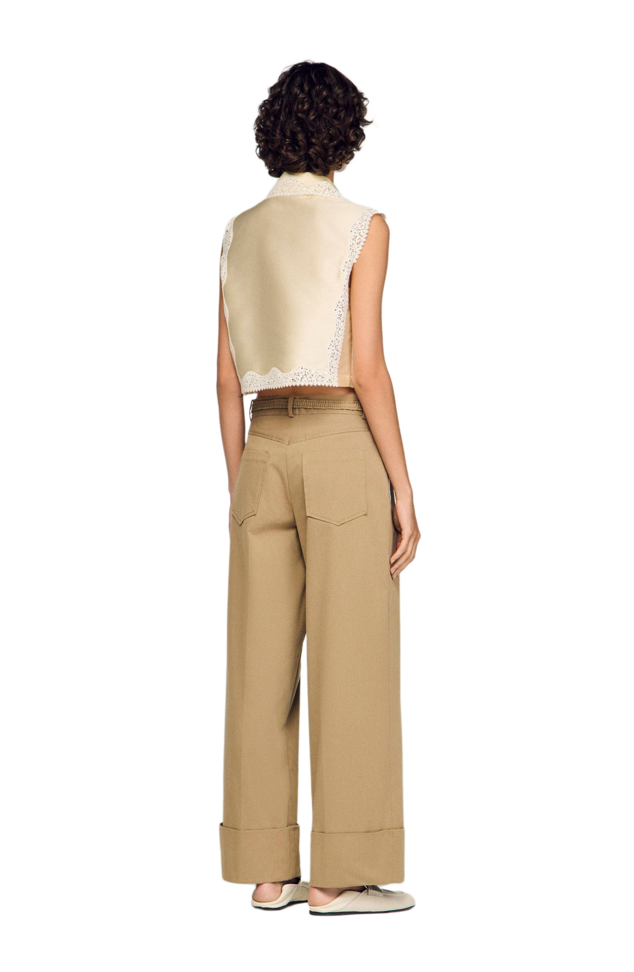 Cropped shirt with lace detail - image 2