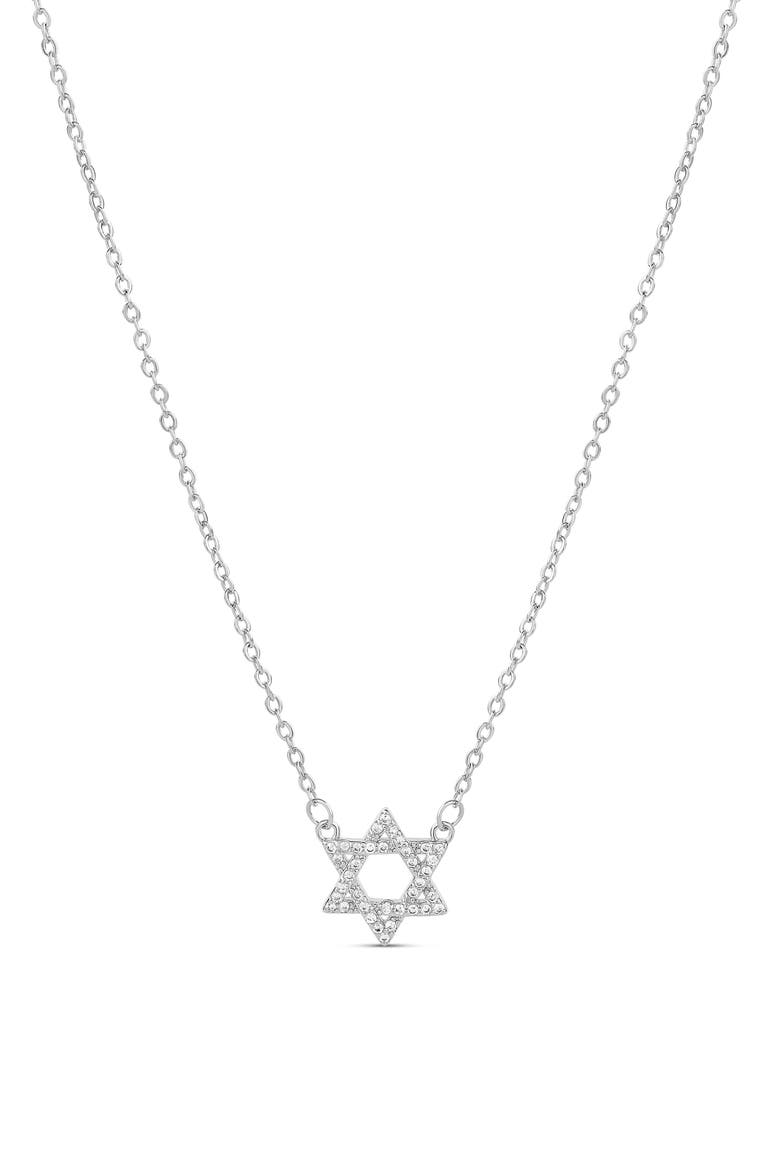 Pavé Cubic Zirconia Star of David Necklace, Main, color, SILVER
