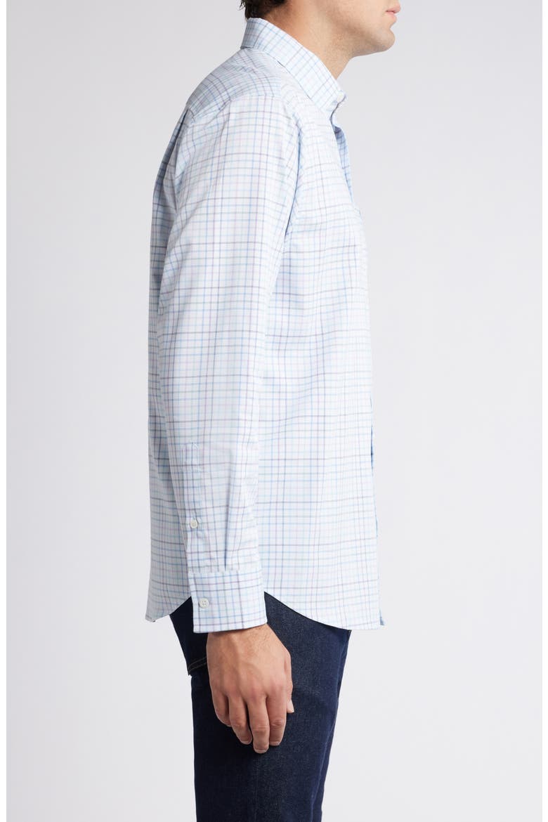 Sarasota Cabo Check Performance Button-Up Shirt, Alternate, color, CHAMBRAY BLUE