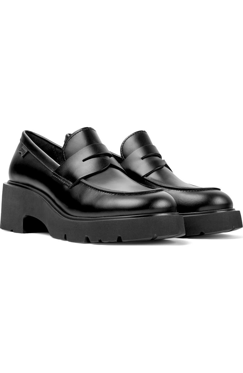 Camper Milah Penny Loafer, Alternate, color, Black