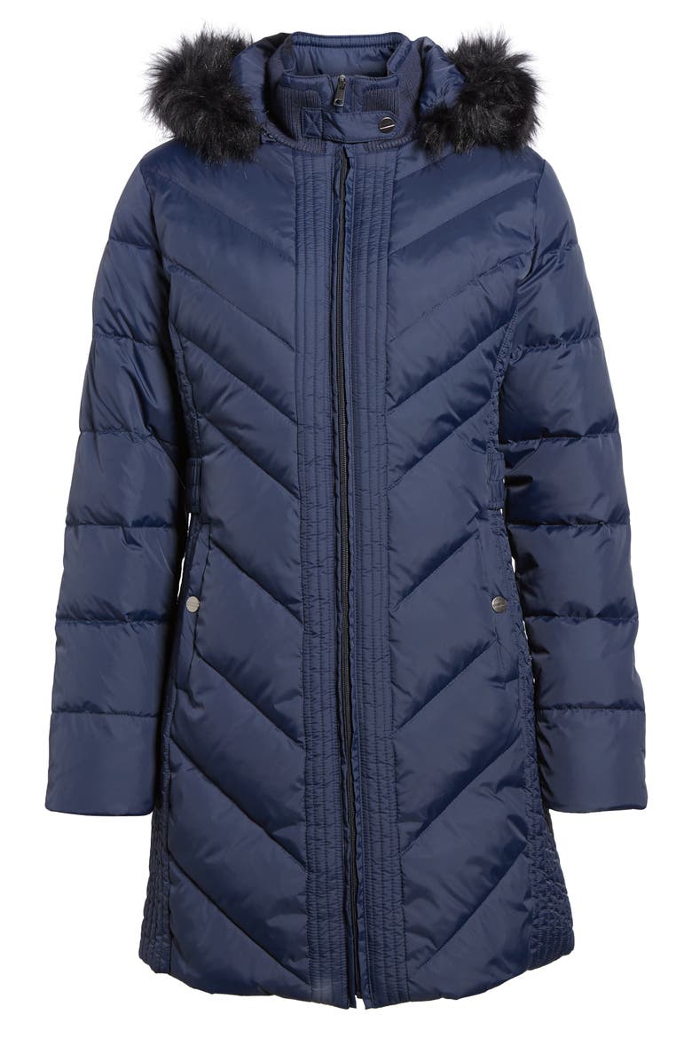 Faux Fur Trim Hooded Jacket, Alternate, color, MIDNIGHT