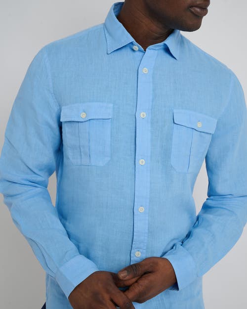 Onia Garment Dye Linen Standard Fit Shirt In Light Blue