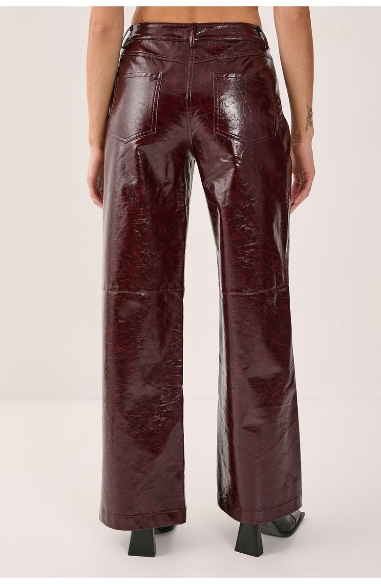 NASTY GAL High Shine Faux Leather Slouch Pant, Alternate, color, Burgundy