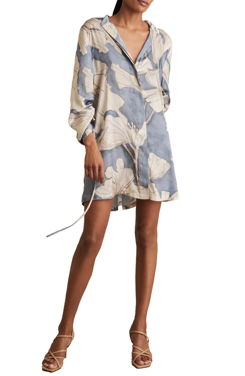 Reiss Megan Long Sleeve Minidress, Main, color, Blue