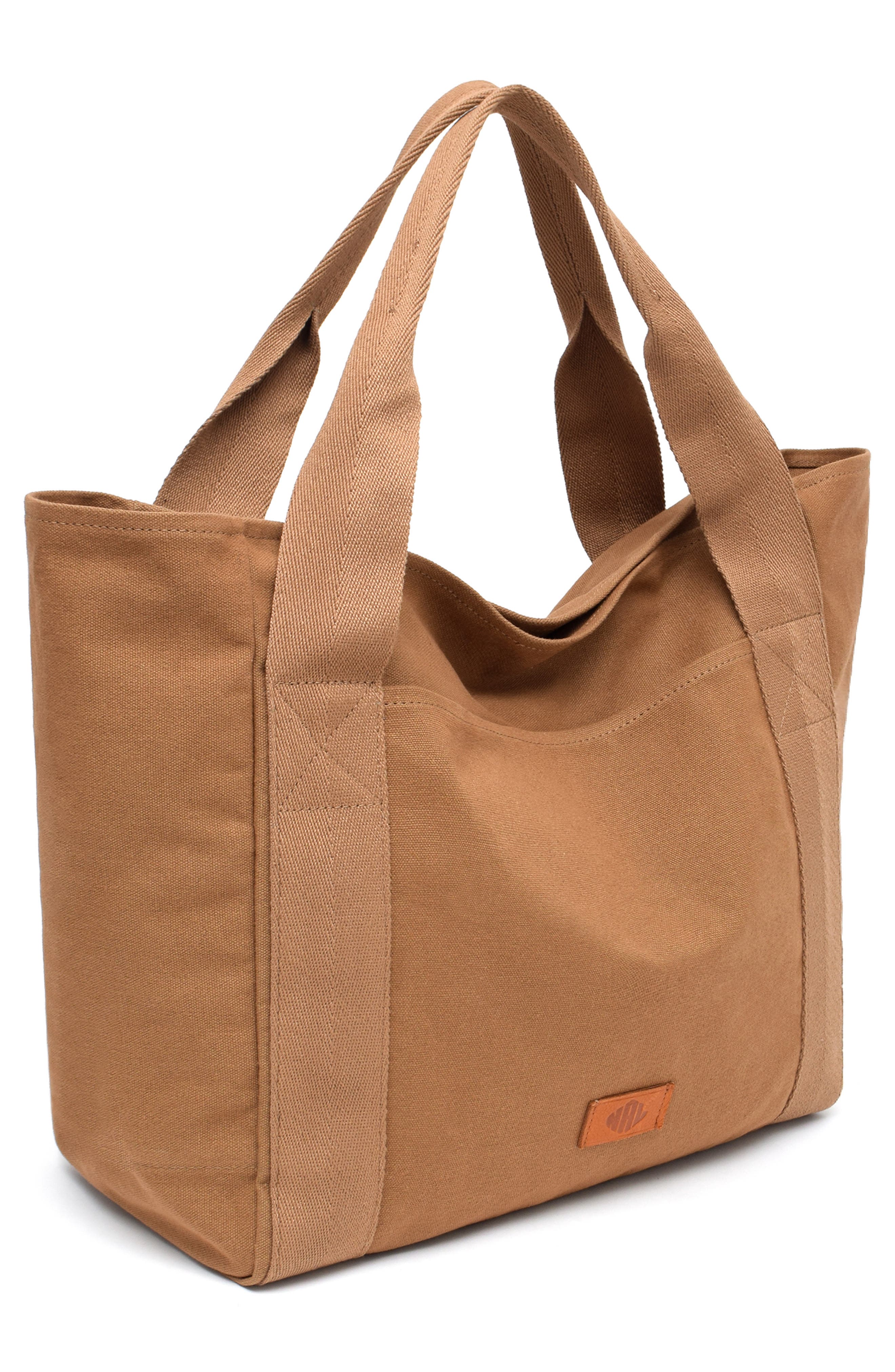 New Amsterdam Leatherworks Liliana Large Canvas Tote Bag, Alternate, color, Khaki