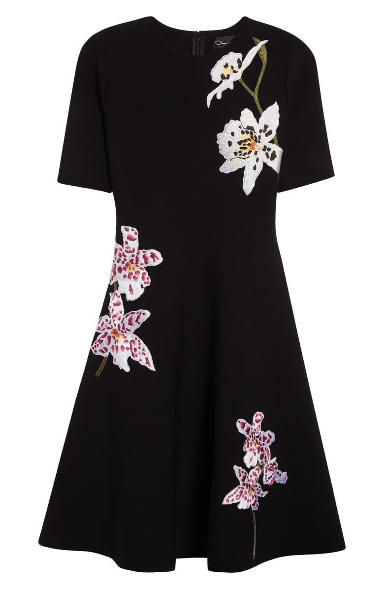 Oscar de la Renta Orchid Threadwork Fit & Flare Dress, Alternate, color,