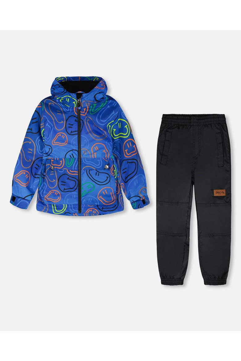 Boy Two-Piece Mid-Season Smileys Outerwear Set, Main, color, Blue Printed Smileys