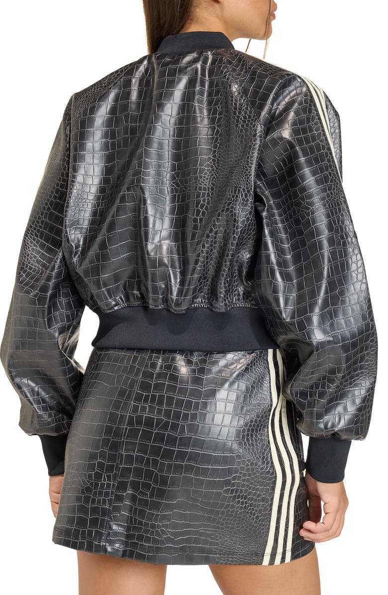 adidas Originals SST Croc Embossed Faux Leather Track Jacket, Alternate, color, Black